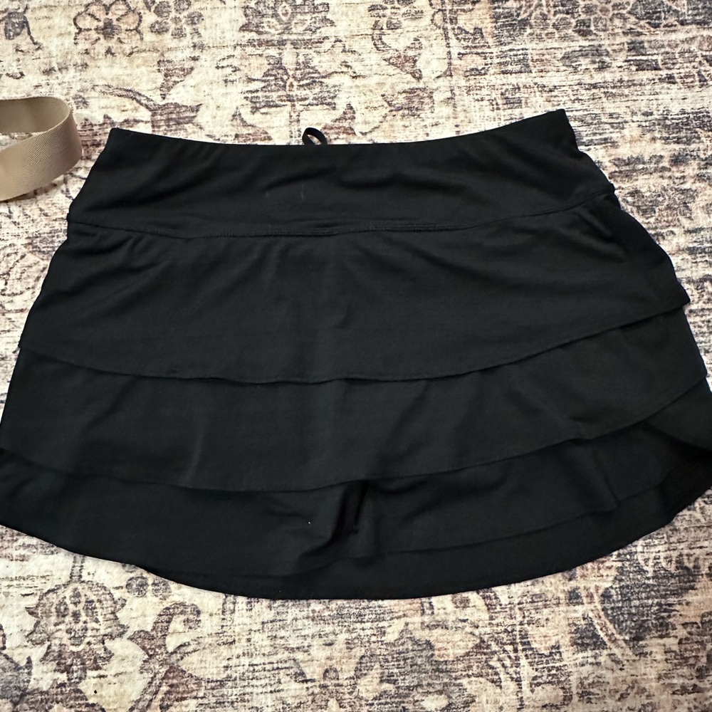 Athleta Black Layered Bathing Suit/Athletic Mini Skirt